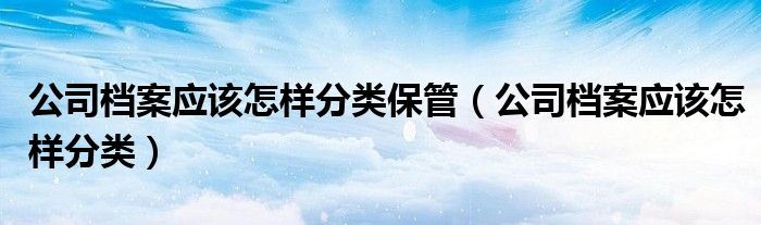 公司檔案應(yīng)該怎樣分類保管（公司檔案應(yīng)該怎樣分類）