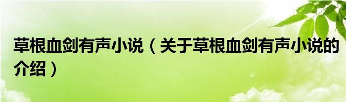 草根血劍有聲小說（關(guān)于草根血劍有聲小說的介紹）