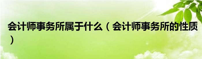 會計師事務(wù)所屬于什么（會計師事務(wù)所的性質(zhì)）
