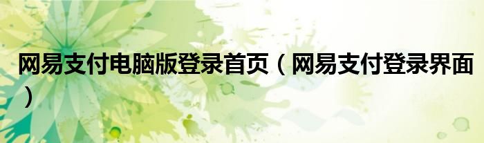 網(wǎng)易支付電腦版登錄首頁(yè)（網(wǎng)易支付登錄界面）