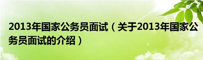 2013年國家公務(wù)員面試（關(guān)于2013年國家公務(wù)員面試的介紹）