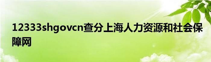 12333shgovcn查分上海人力資源和社會(huì)保障網(wǎng)