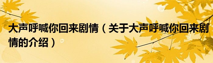 大聲呼喊你回來(lái)劇情（關(guān)于大聲呼喊你回來(lái)劇情的介紹）