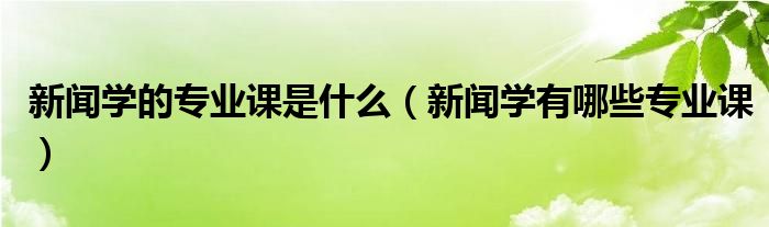 新聞學的專業(yè)課是什么（新聞學有哪些專業(yè)課）