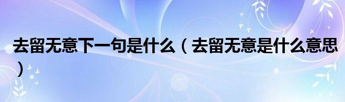 去留無意下一句是什么（去留無意是什么意思）