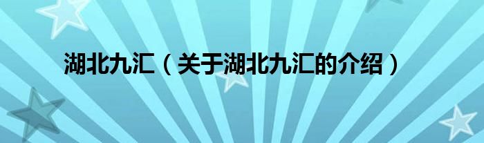 湖北九匯（關于湖北九匯的介紹）