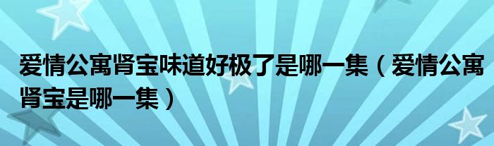 愛(ài)情公寓腎寶味道好極了是哪一集（愛(ài)情公寓腎寶是哪一集）