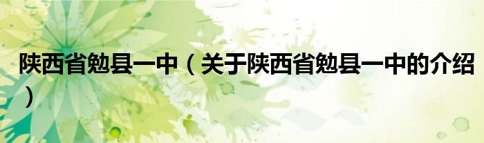 陜西省勉縣一中（關(guān)于陜西省勉縣一中的介紹）