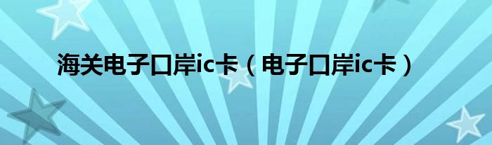 海關(guān)電子口岸ic卡（電子口岸ic卡）