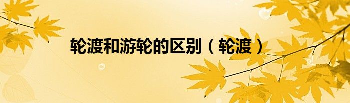 輪渡和游輪的區(qū)別（輪渡）