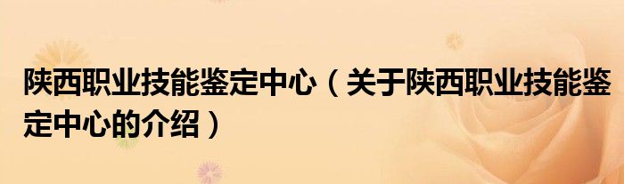 陜西職業(yè)技能鑒定中心（關(guān)于陜西職業(yè)技能鑒定中心的介紹）