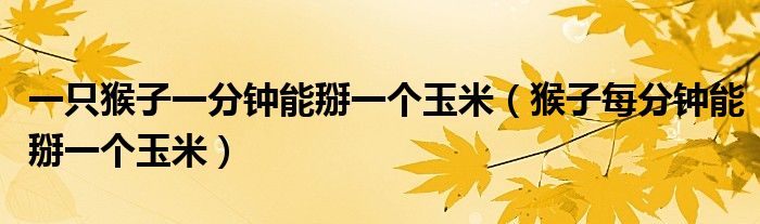 一只猴子一分鐘能掰一個(gè)玉米（猴子每分鐘能掰一個(gè)玉米）