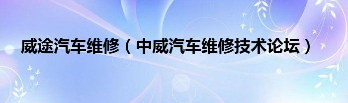 威途汽車維修（中威汽車維修技術(shù)論壇）