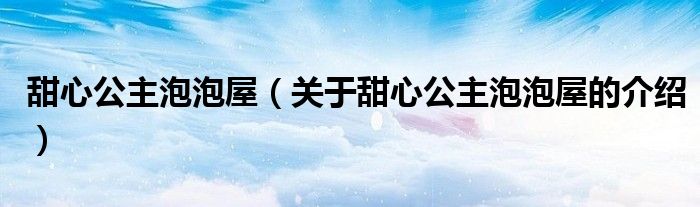 甜心公主泡泡屋（關(guān)于甜心公主泡泡屋的介紹）