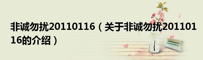 非誠勿擾20110116（關于非誠勿擾20110116的介紹）