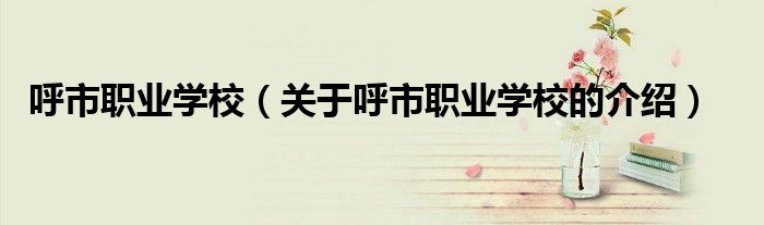 呼市職業(yè)學校（關(guān)于呼市職業(yè)學校的介紹）