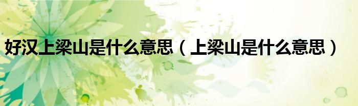 好漢上梁山是什么意思（上梁山是什么意思）