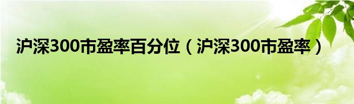滬深300市盈率百分位（滬深300市盈率）