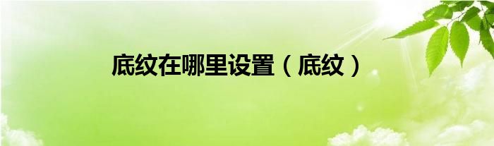 底紋在哪里設(shè)置（底紋）