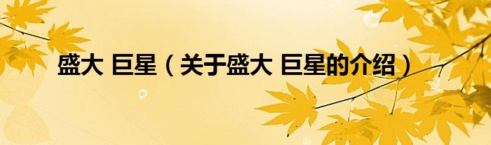 盛大 巨星（關(guān)于盛大 巨星的介紹）