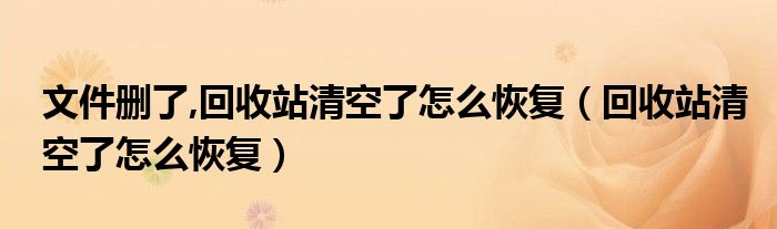 文件刪了,回收站清空了怎么恢復(fù)（回收站清空了怎么恢復(fù)）