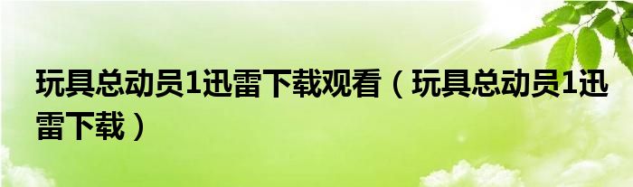 玩具總動員1迅雷下載觀看（玩具總動員1迅雷下載）
