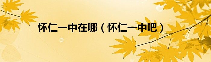 懷仁一中在哪（懷仁一中吧）