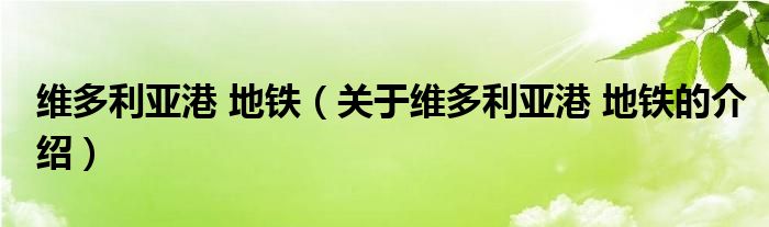 維多利亞港 地鐵（關(guān)于維多利亞港 地鐵的介紹）