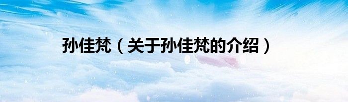 孫佳梵（關(guān)于孫佳梵的介紹）