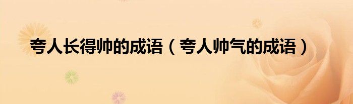 夸人長得帥的成語（夸人帥氣的成語）