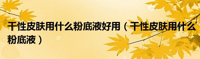 干性皮膚用什么粉底液好用（干性皮膚用什么粉底液）