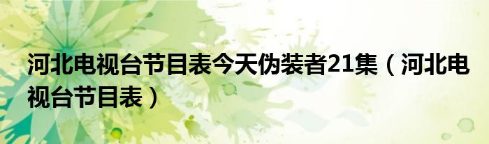 河北電視臺(tái)節(jié)目表今天偽裝者21集（河北電視臺(tái)節(jié)目表）