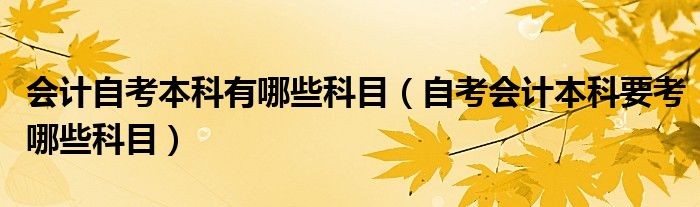 會計自考本科有哪些科目（自考會計本科要考哪些科目）