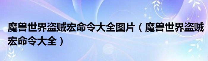 魔獸世界盜賊宏命令大全圖片（魔獸世界盜賊宏命令大全）