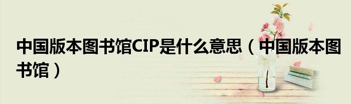 中國(guó)版本圖書館CIP是什么意思（中國(guó)版本圖書館）