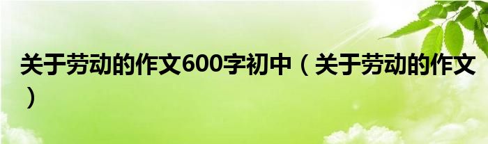 關(guān)于勞動(dòng)的作文600字初中（關(guān)于勞動(dòng)的作文）