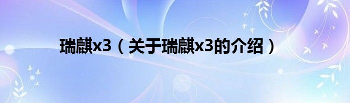 瑞麒x3（關(guān)于瑞麒x3的介紹）