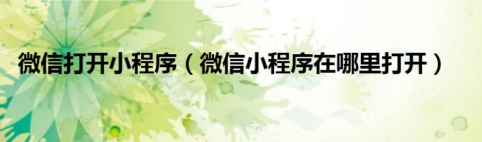 微信打開(kāi)小程序（微信小程序在哪里打開(kāi)）