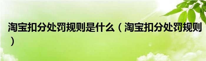 淘寶扣分處罰規(guī)則是什么（淘寶扣分處罰規(guī)則）