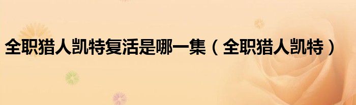 全職獵人凱特復活是哪一集（全職獵人凱特）
