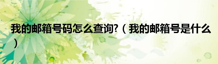 我的郵箱號(hào)碼怎么查詢?（我的郵箱號(hào)是什么）
