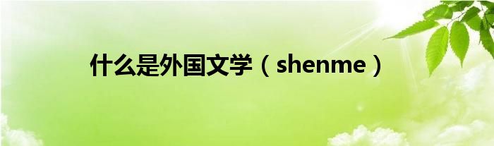 什么是外國(guó)文學(xué)（shenme）