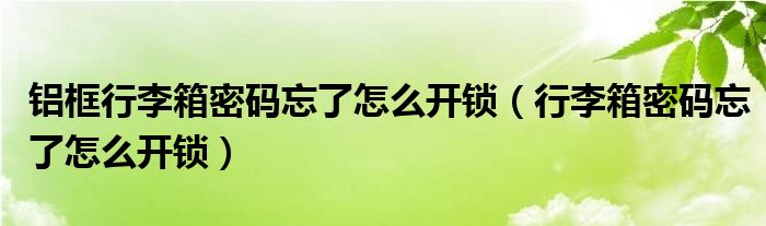 鋁框行李箱密碼忘了怎么開鎖（行李箱密碼忘了怎么開鎖）