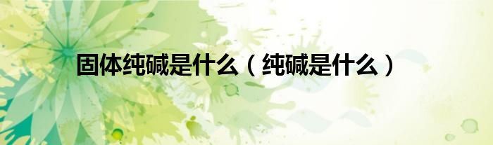 固體純堿是什么（純堿是什么）