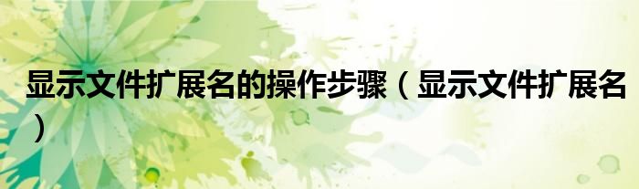 顯示文件擴(kuò)展名的操作步驟（顯示文件擴(kuò)展名）