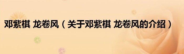 鄧紫棋 龍卷風(fēng)（關(guān)于鄧紫棋 龍卷風(fēng)的介紹）