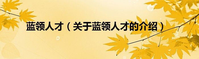 藍領人才（關于藍領人才的介紹）