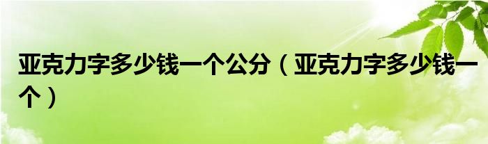 亞克力字多少錢(qián)一個(gè)公分（亞克力字多少錢(qián)一個(gè)）
