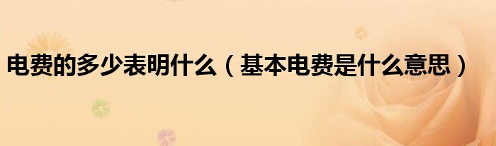 電費(fèi)的多少表明什么（基本電費(fèi)是什么意思）
