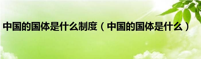 中國(guó)的國(guó)體是什么制度（中國(guó)的國(guó)體是什么）